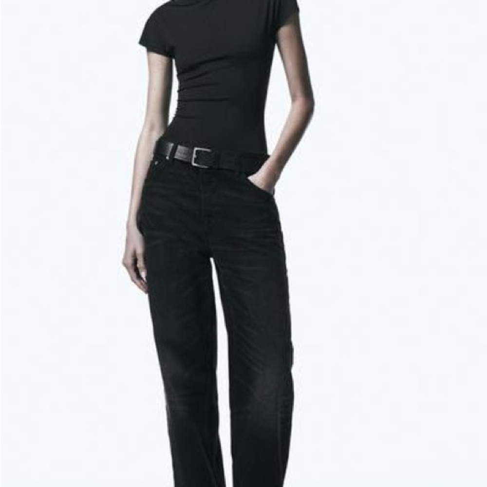 Zara Black Mock Neck Bodysuit Size S